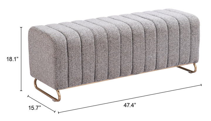 Zuo Pender Bench Stone Gray
