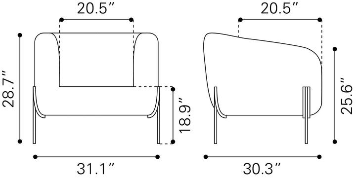 Zuo Micaela Armchair Gray