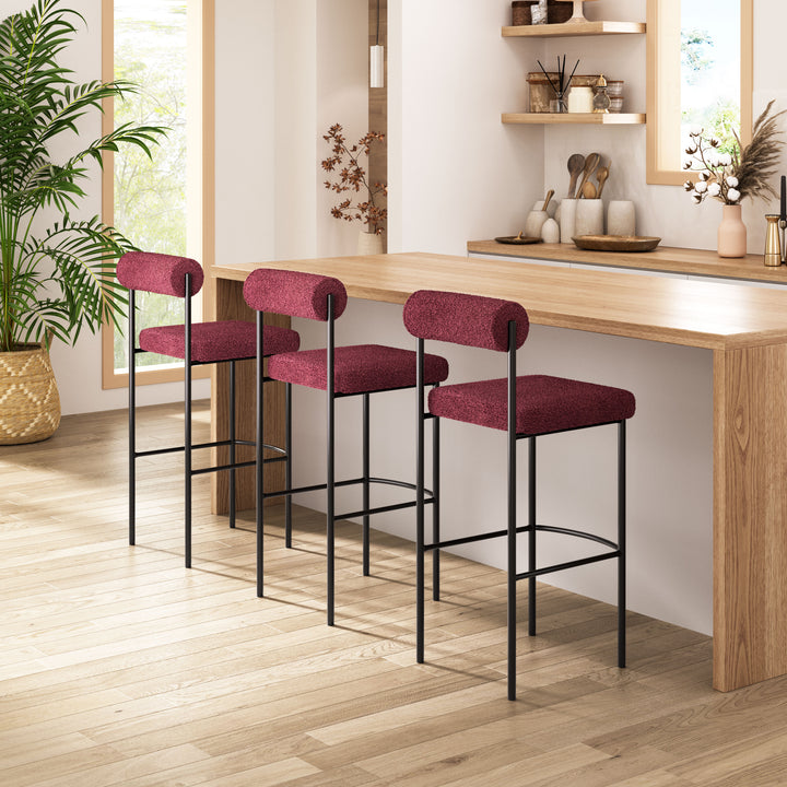 Zuo Livorno Barstool (Set of 2) Red & Bronze