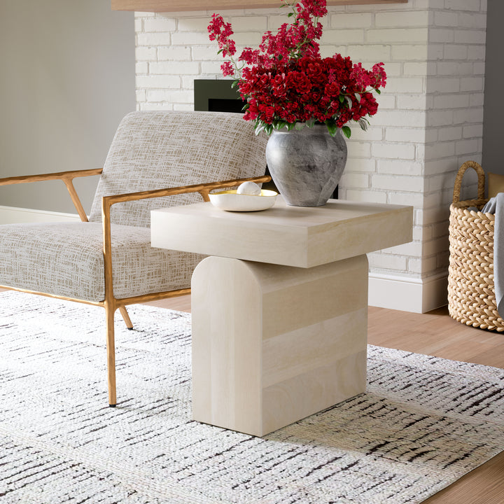 Zuo Kiel Side Table Whitewashed