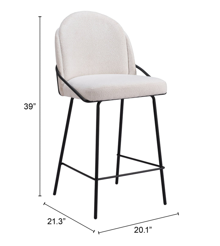 Zuo Jambi Counter Stool (Set of 2) Ivory