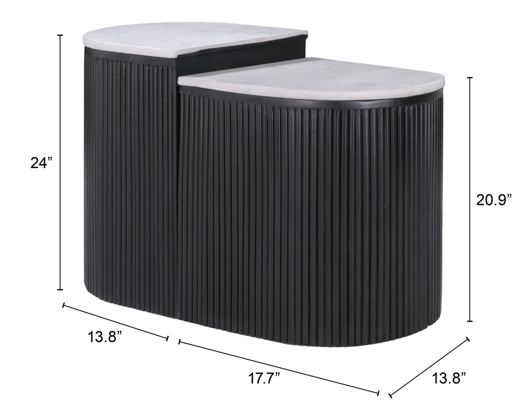 Zuo Ormara Side Table Set (2-Piece) White & Black