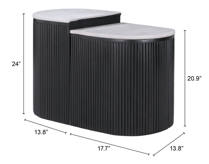 Zuo Ormara Side Table Set (2-Piece) White & Black