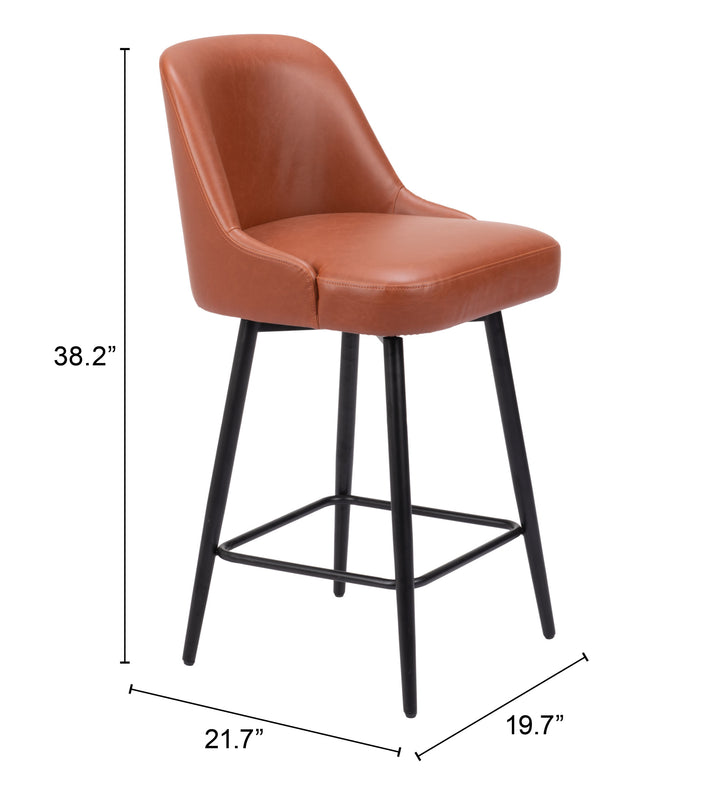 Zuo Keppel Swivel Counter Stool Brown