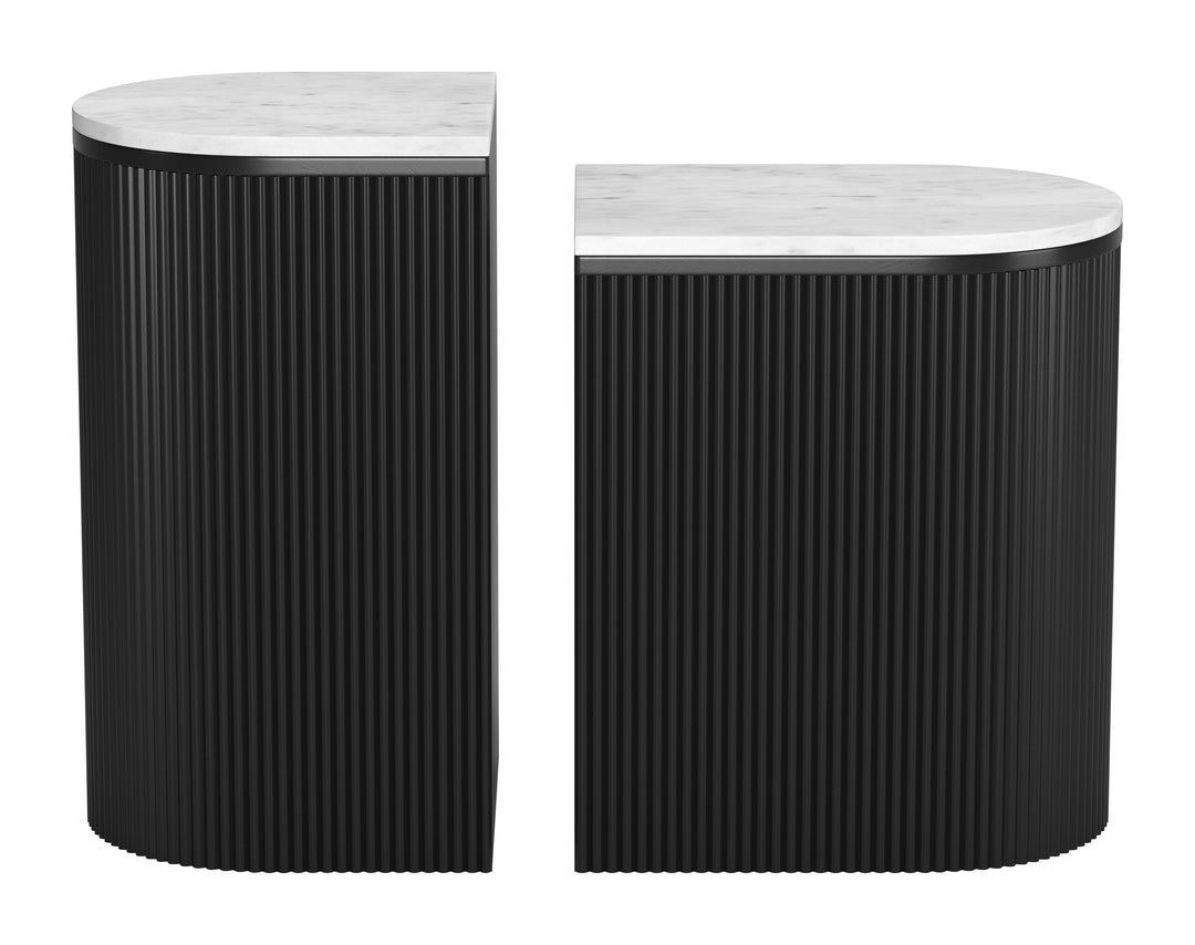 Zuo Ormara Side Table Set (2-Piece) White & Black