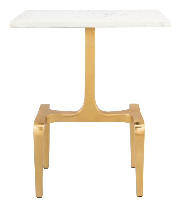 Zuo Clement Side Table White & Gold