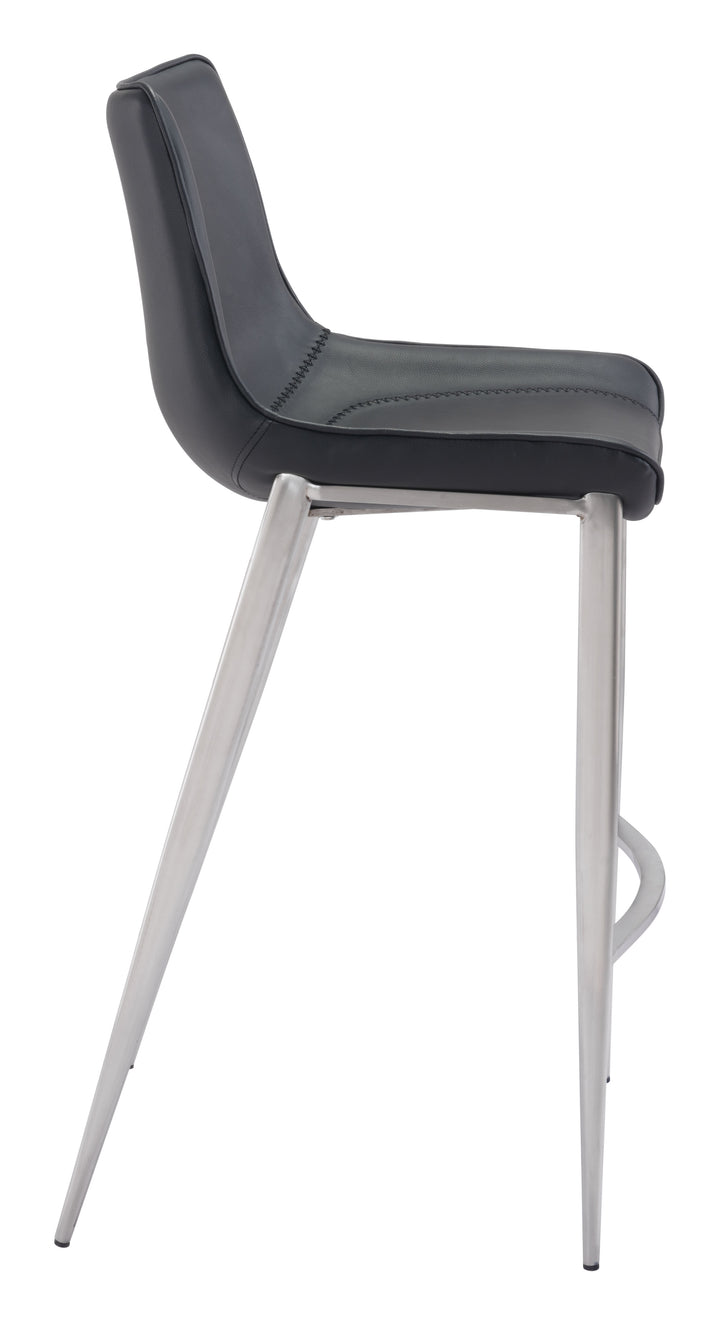 Zuo Magnus Barstool (Set of 2) Black & Silver