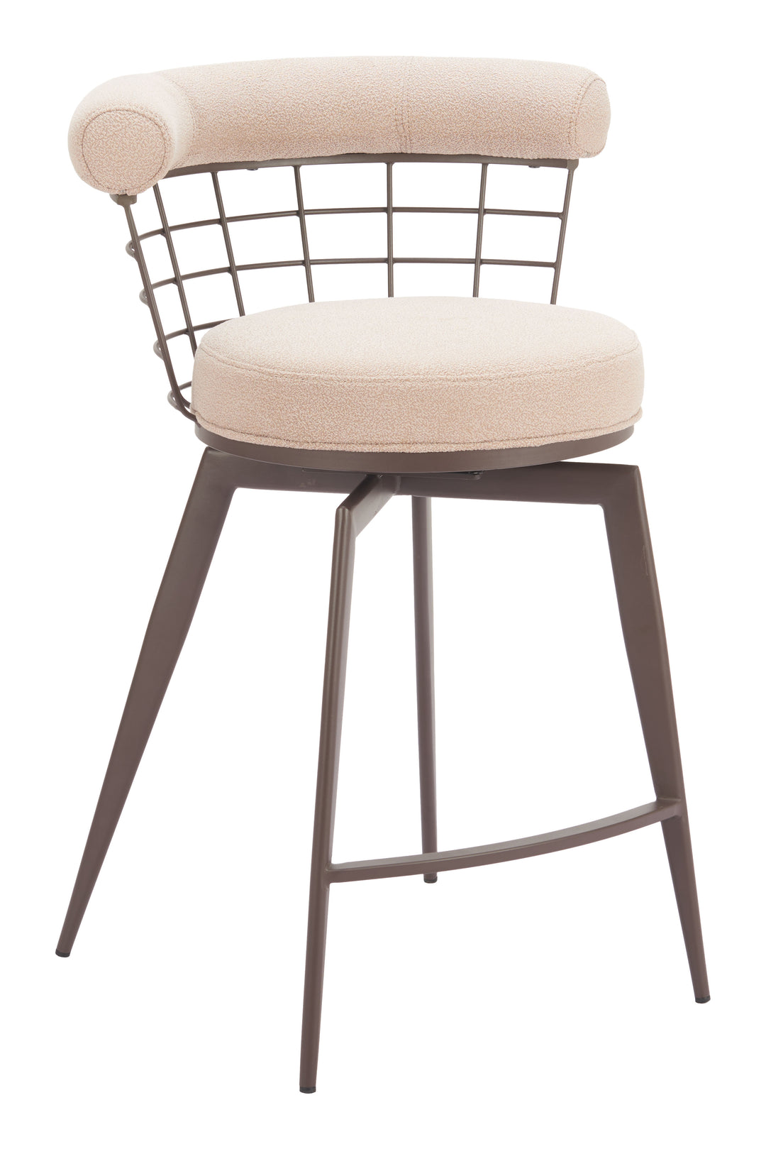 Zuo Saku Swivel Counter Stool Beige & Brown