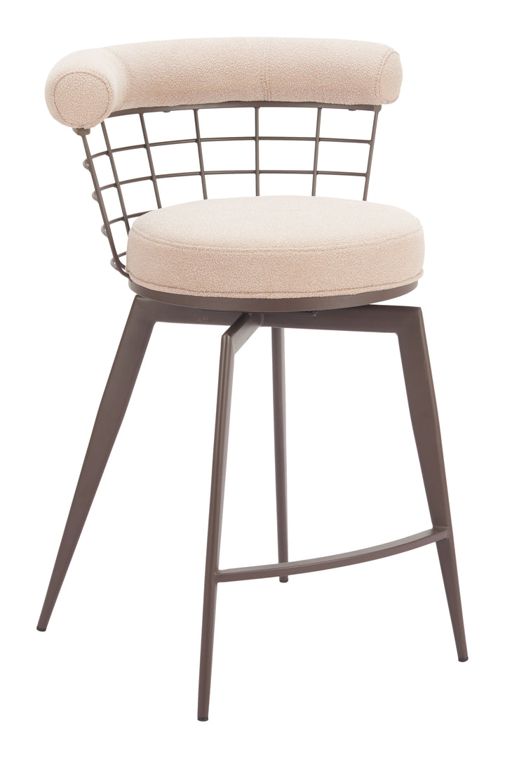 Zuo Saku Swivel Counter Stool Beige & Brown