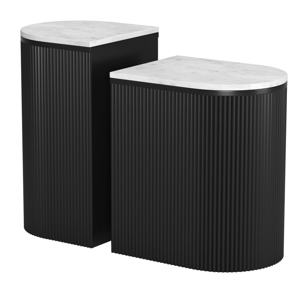 Zuo Ormara Side Table Set (2-Piece) White & Black