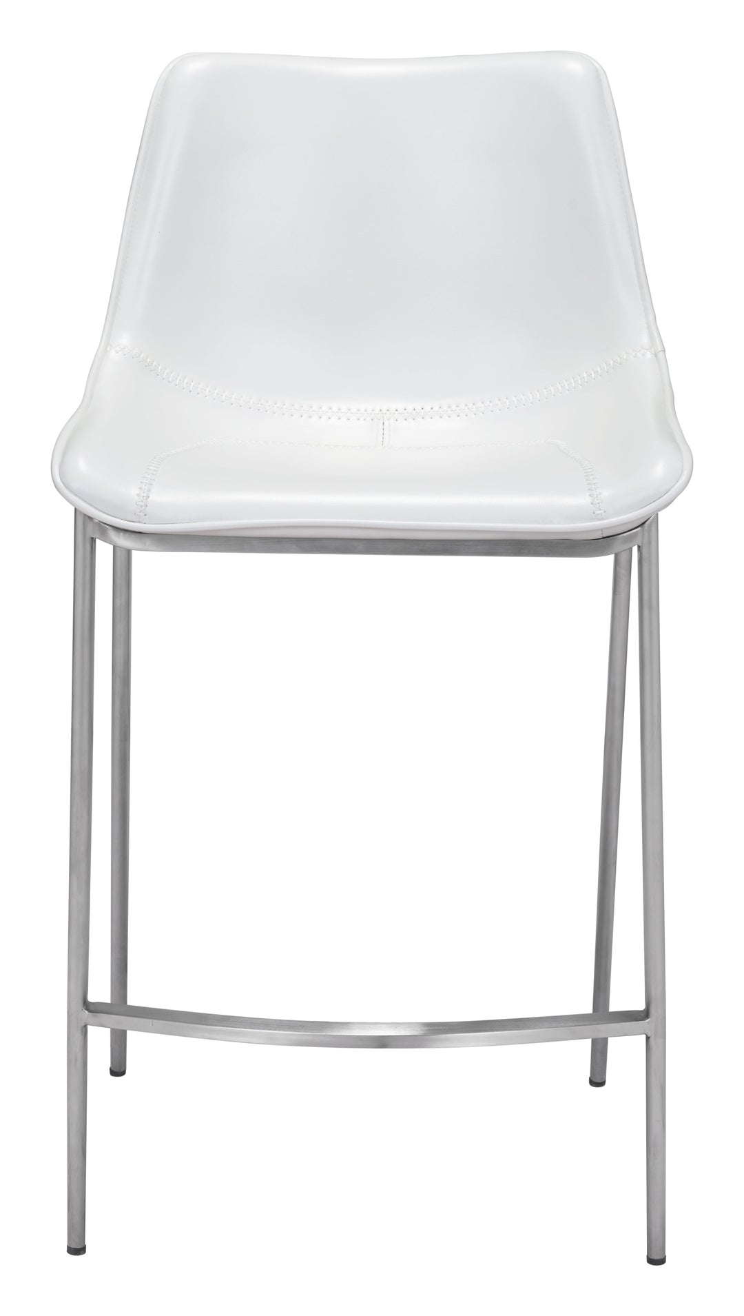 Zuo Magnus Counter Stool (Set of 2) White & Silver