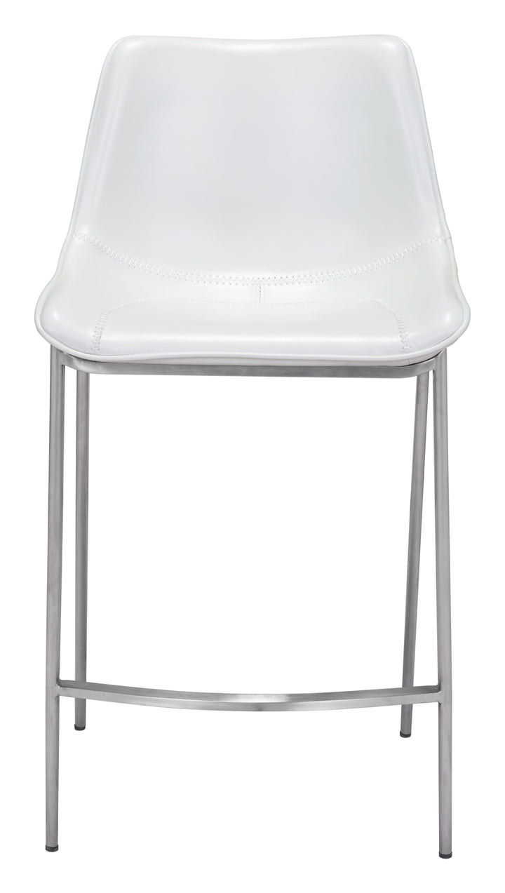 Zuo Magnus Counter Stool (Set of 2) White & Silver