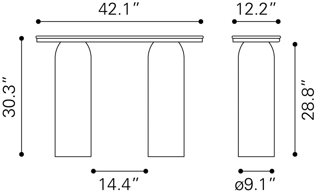 Zuo Luxor Console Table Multicolor