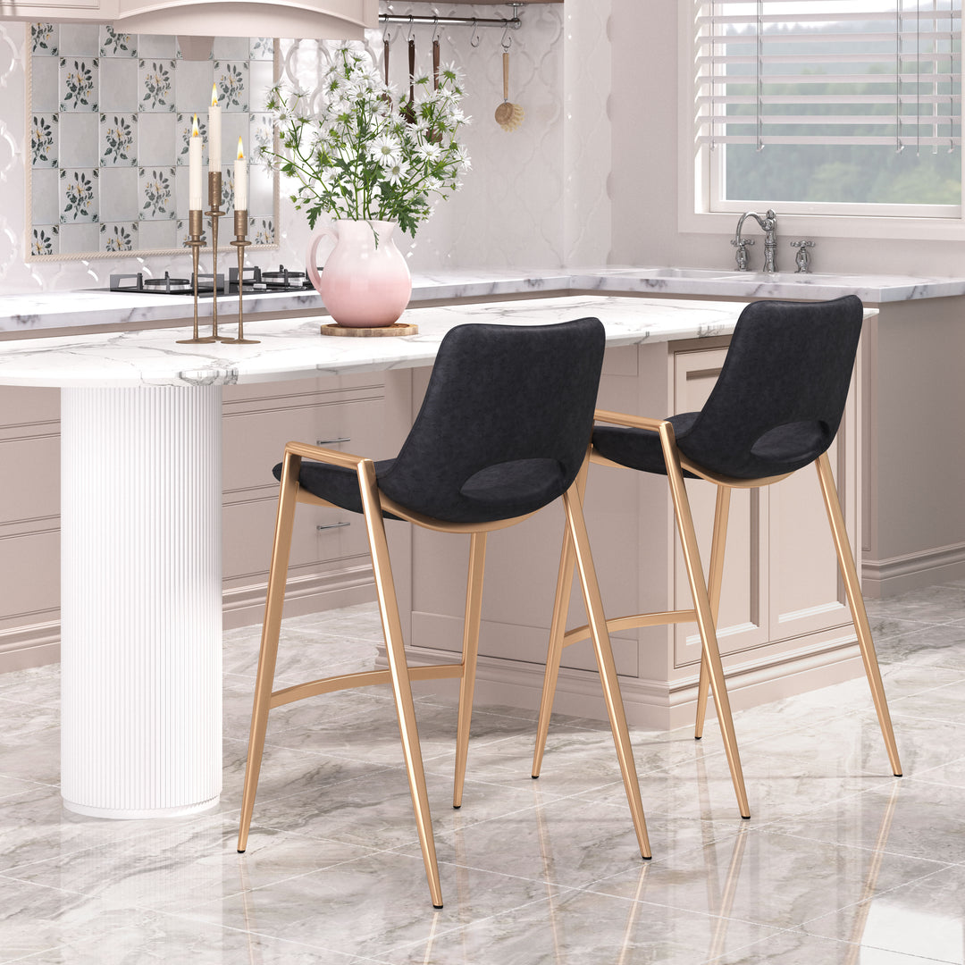 Zuo Desi Counter Stool (Set of 2) Black & Gold