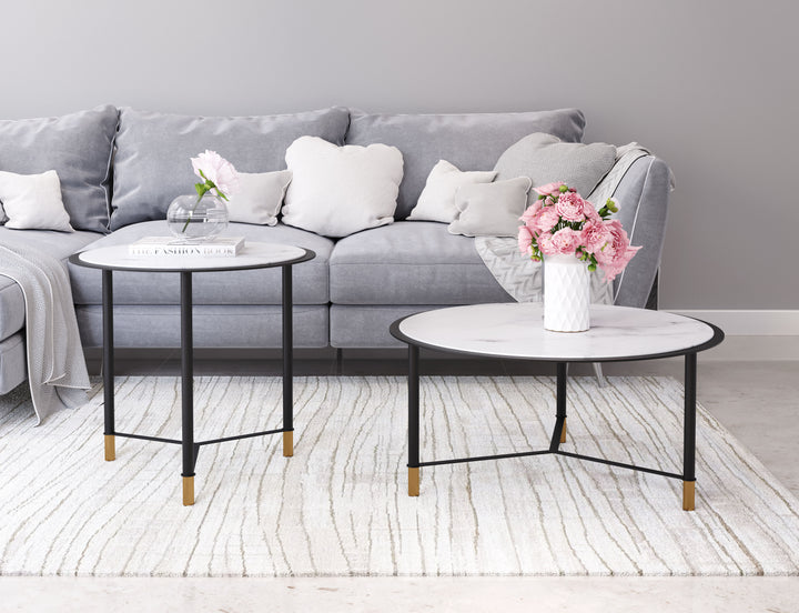 Zuo Davis Coffee Table Set (2-Piece) White & Black