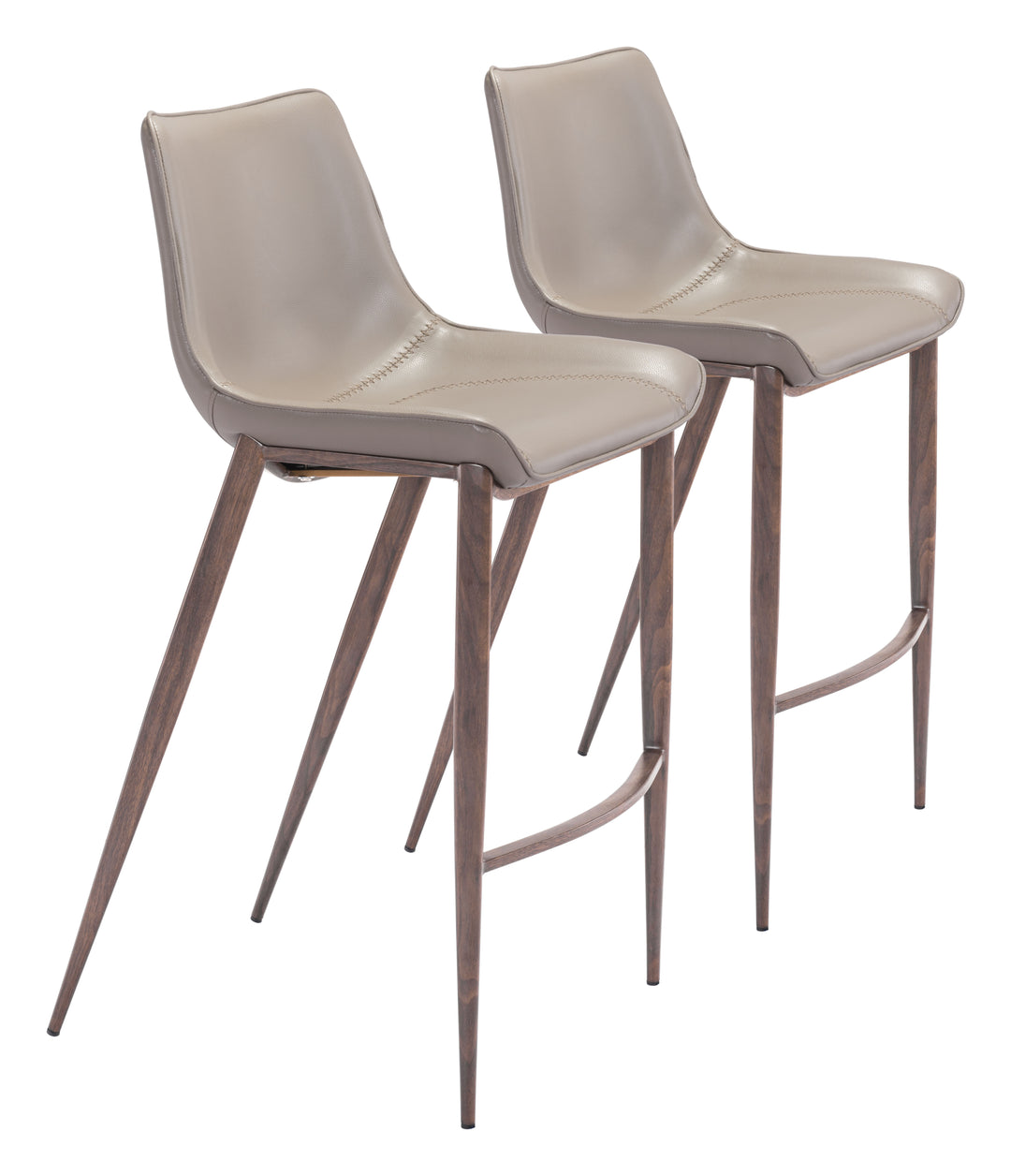 Zuo Magnus Barstool (Set of 2) Brown & Walnut