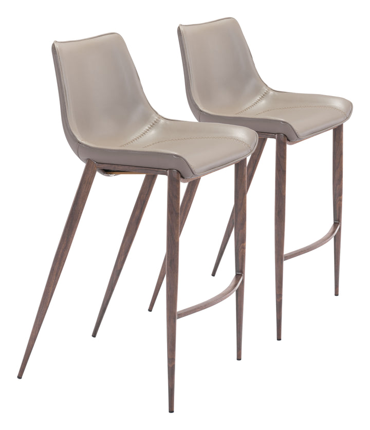 Zuo Magnus Barstool (Set of 2) Brown & Walnut