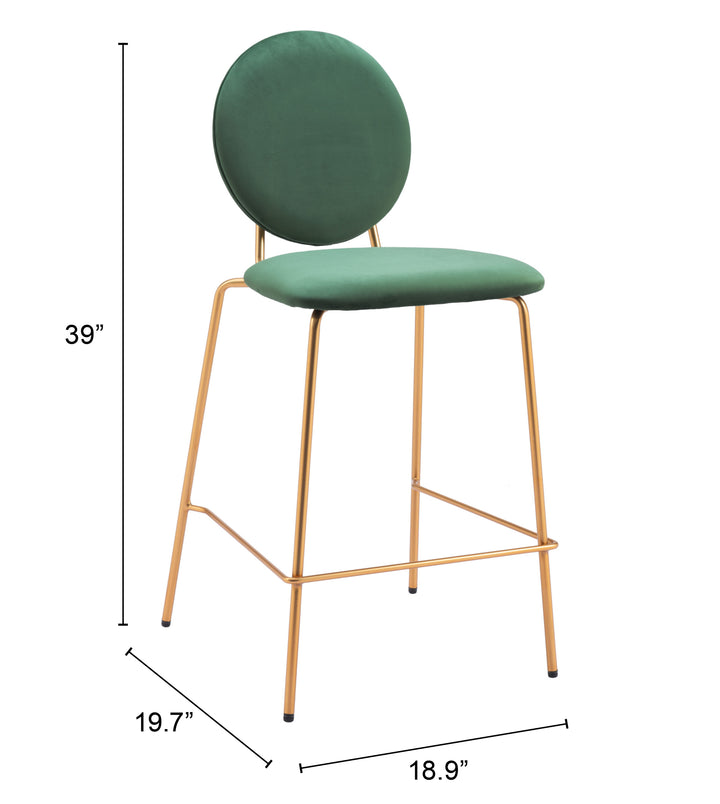 Zuo Odessa Counter Stool (Set of 2) Green & Gold
