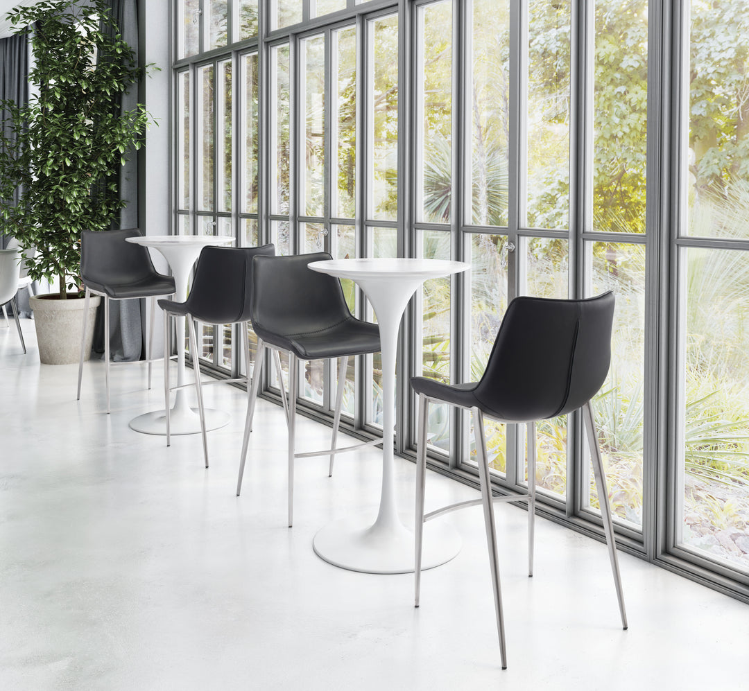 Zuo Magnus Barstool (Set of 2) Black & Silver