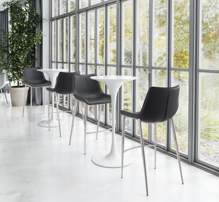 Zuo Magnus Barstool (Set of 2) Black & Silver