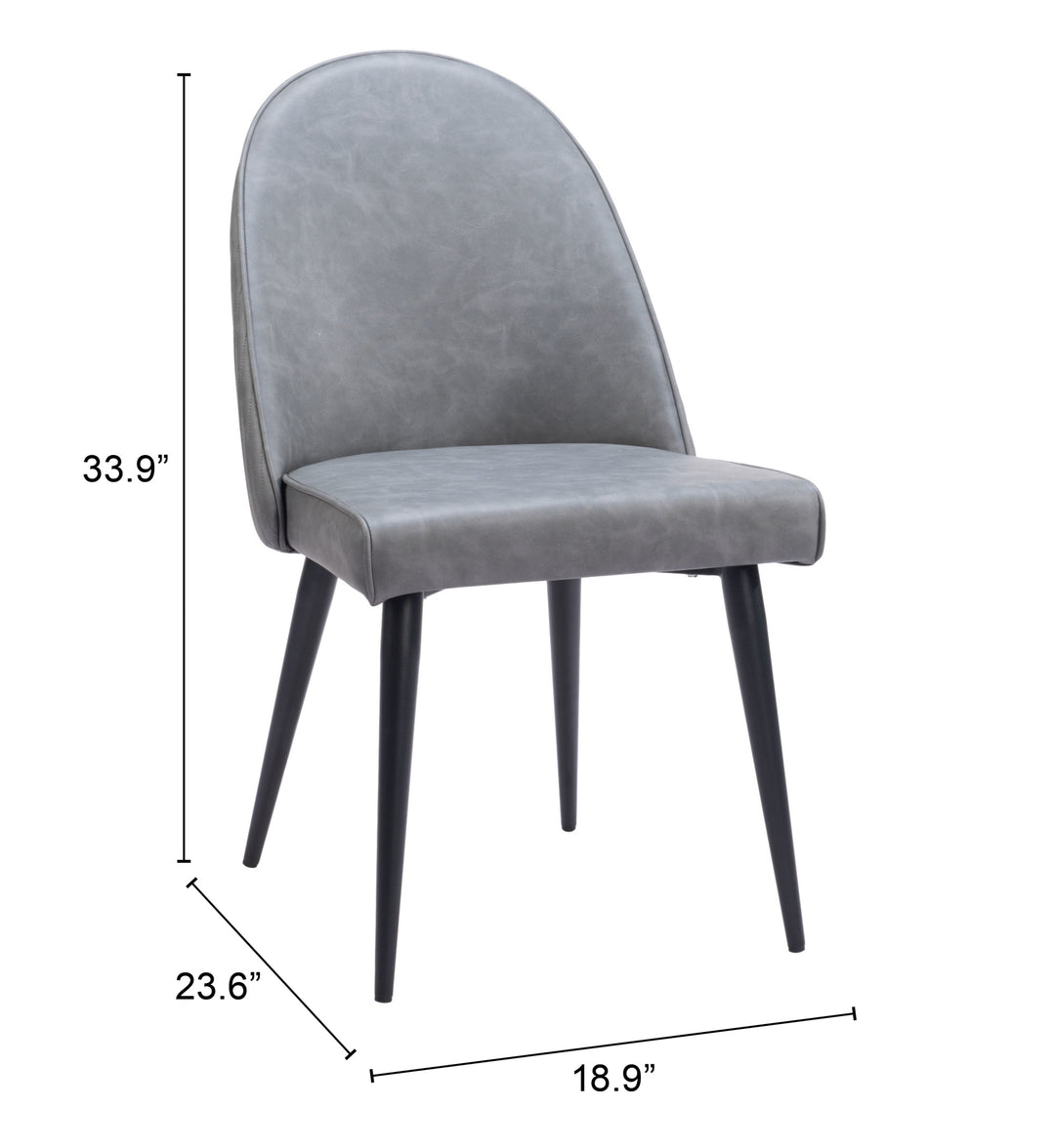 Zuo Silloth Armless Dining Chair (Set of 2) Gray