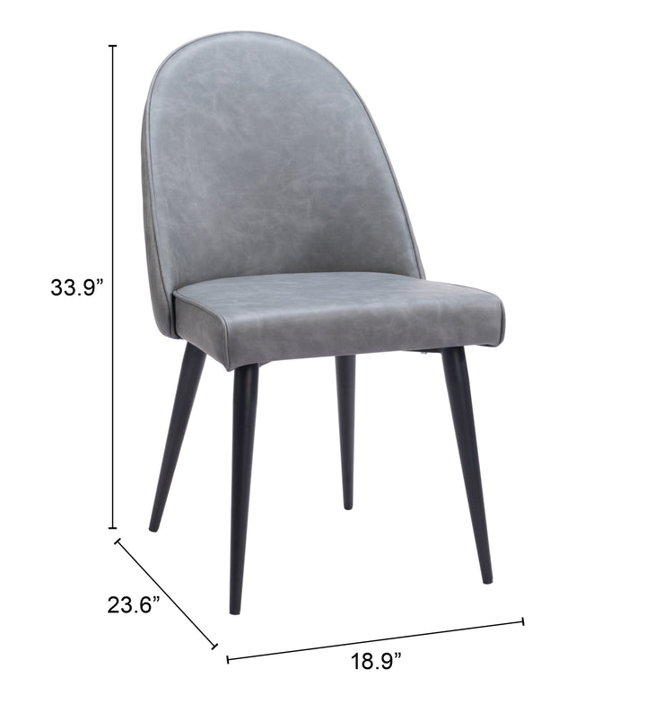 Zuo Silloth Armless Dining Chair (Set of 2) Gray