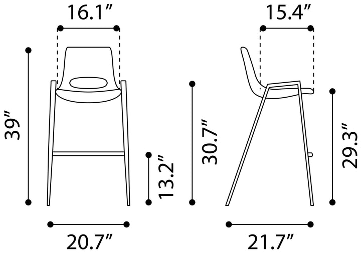 Zuo Desi Barstool (Set of 2) Brown & Walnut