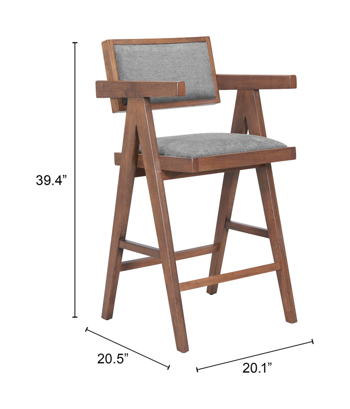 Zuo Delhi Counter Stool (Set of 2) Gray & Walnut