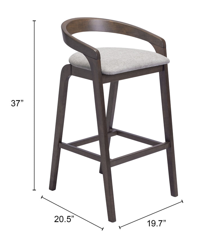 Zuo Troy Barstool (Set of 2) Dove Gray & Espresso