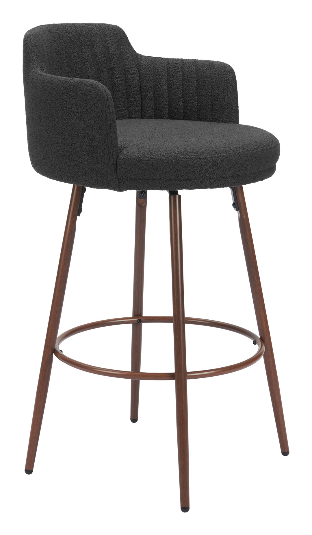 Zuo Kono Swivel Barstool (Set of 2) Black & Walnut