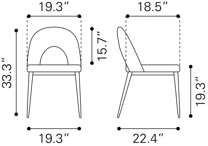 Zuo Menlo Dining Chair (Set of 2) Gray