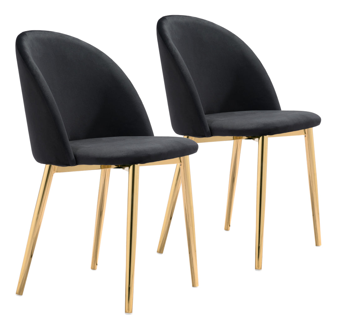 Zuo Cozy Dining Chair (Set of 2) Black & Gold