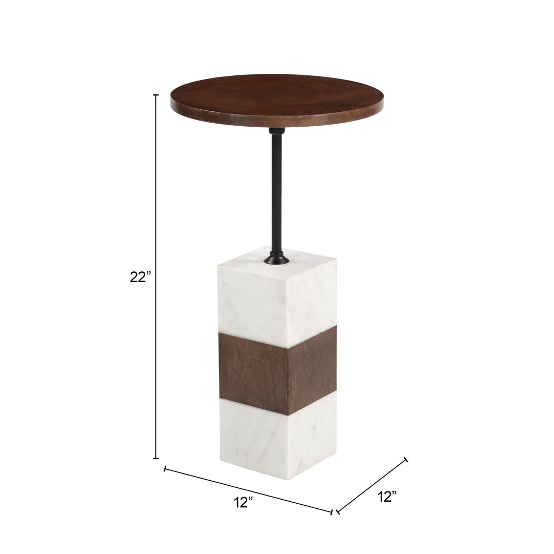 Zuo Stuk Side Table Brown & White