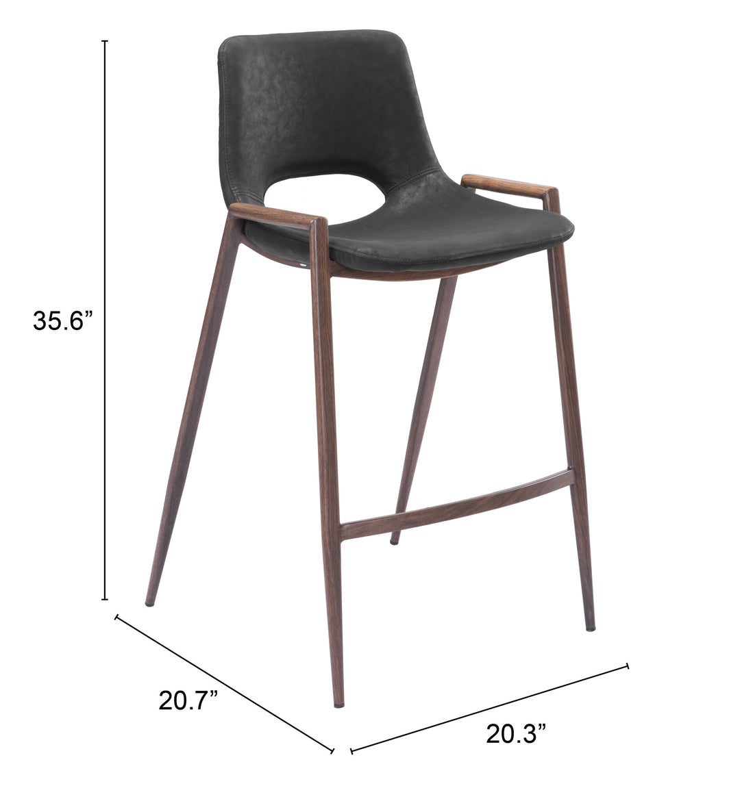 Zuo Desi Counter Stool (Set of 2) Black & Walnut