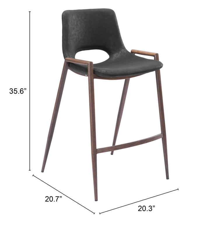 Zuo Desi Counter Stool (Set of 2) Black & Walnut