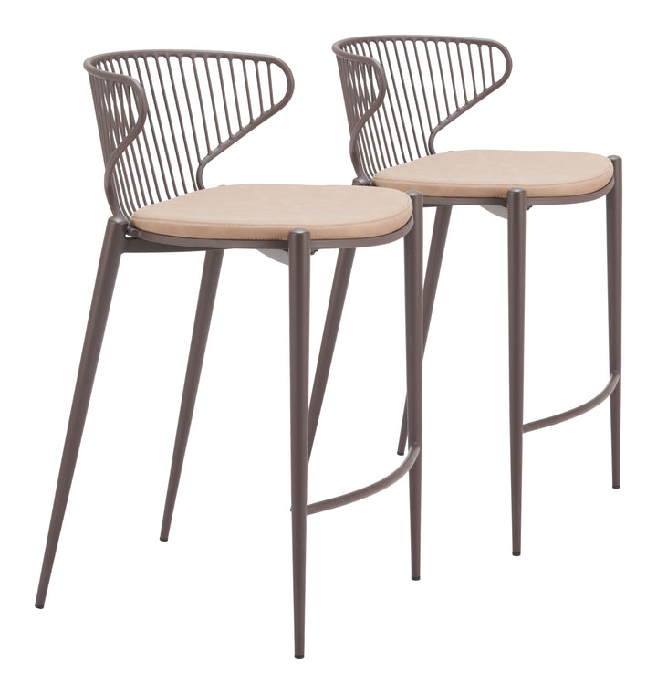 Zuo Silues Counter Stool (Set of 2) Taupe & Brown