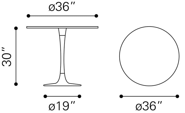 Zuo Fullerton Dining Table White & Gold