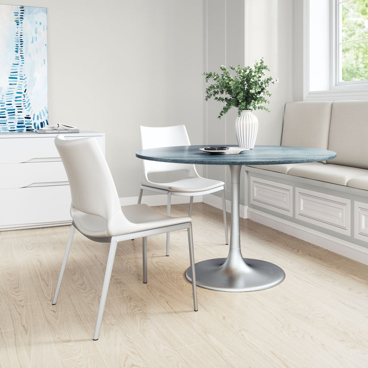 Zuo Ace Dining Chair (Set of 2) White & Silver