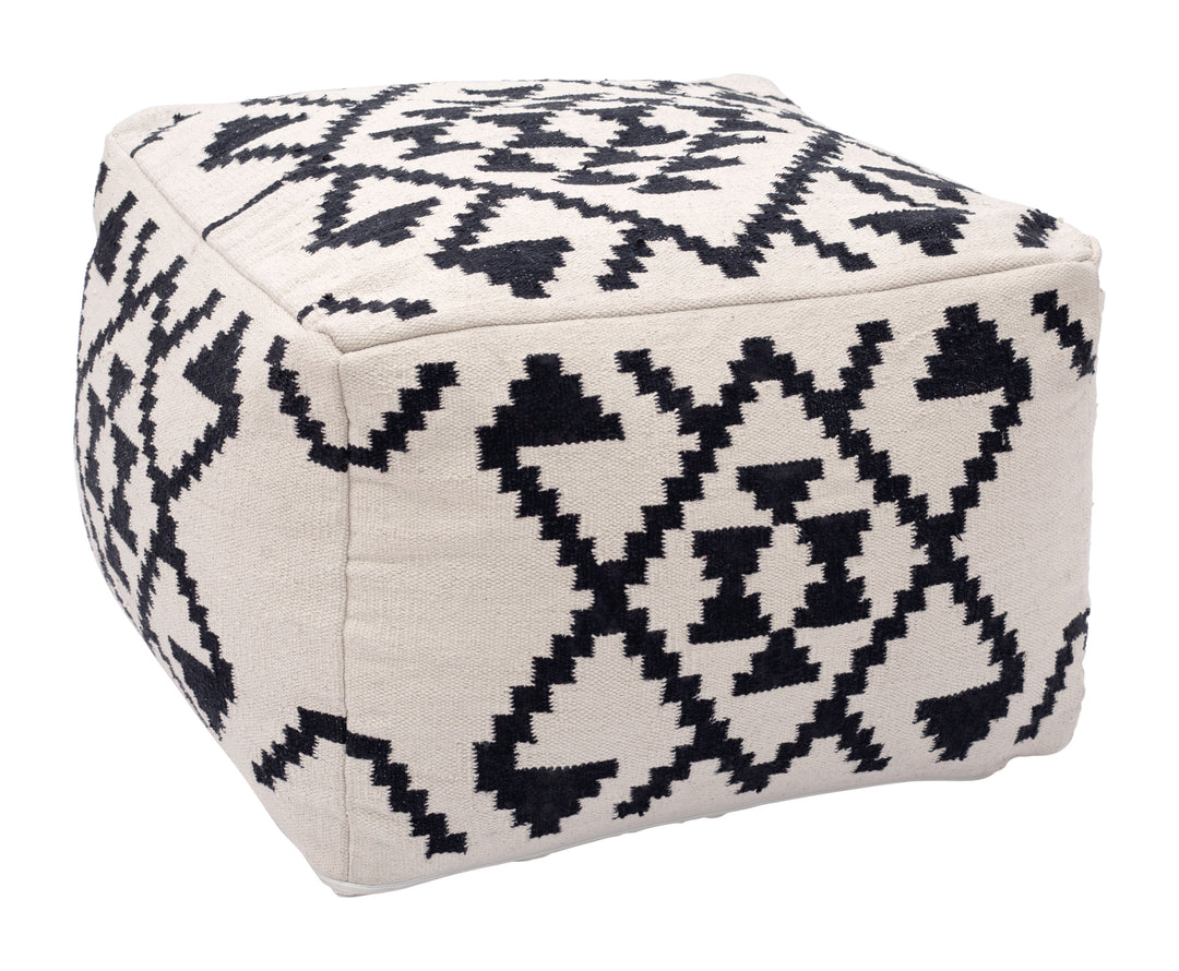 Zuo Lizardo Ottoman Beige & Black