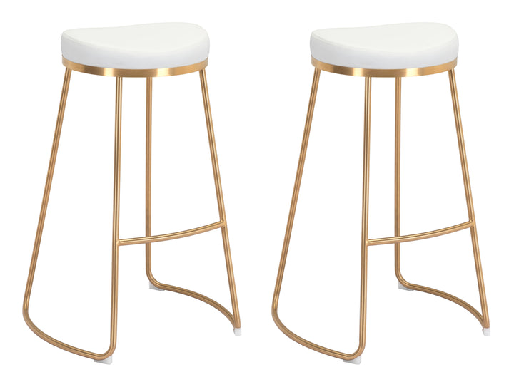 Zuo Bree Barstool (Set of 2) White & Gold