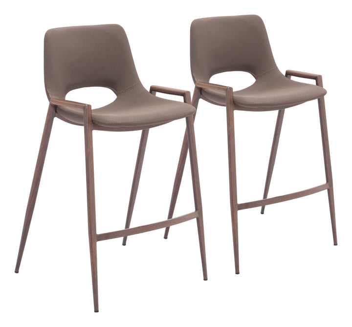 Zuo Desi Counter Stool (Set of 2) Brown & Walnut