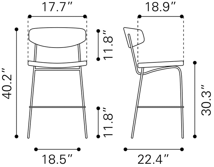 Zuo Charon Barstool (Set of 2) Vintage Black