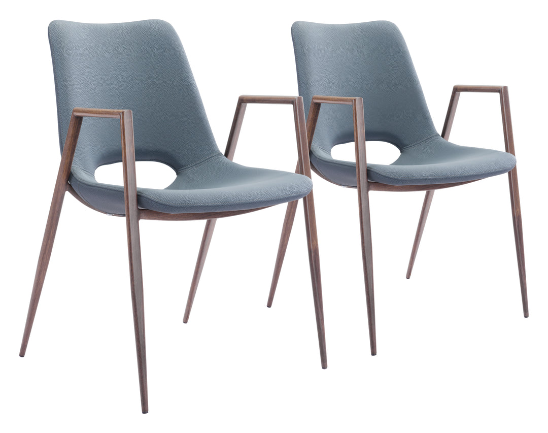 Zuo Desi Dining Chair (Set of 2) Azure Gray & Walnut