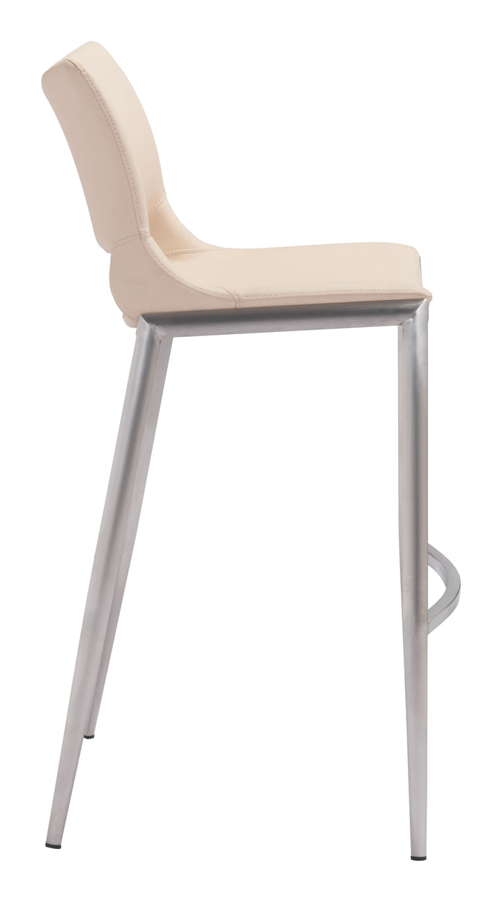 Zuo Ace Barstool (Set of 2) Light Pink & Silver