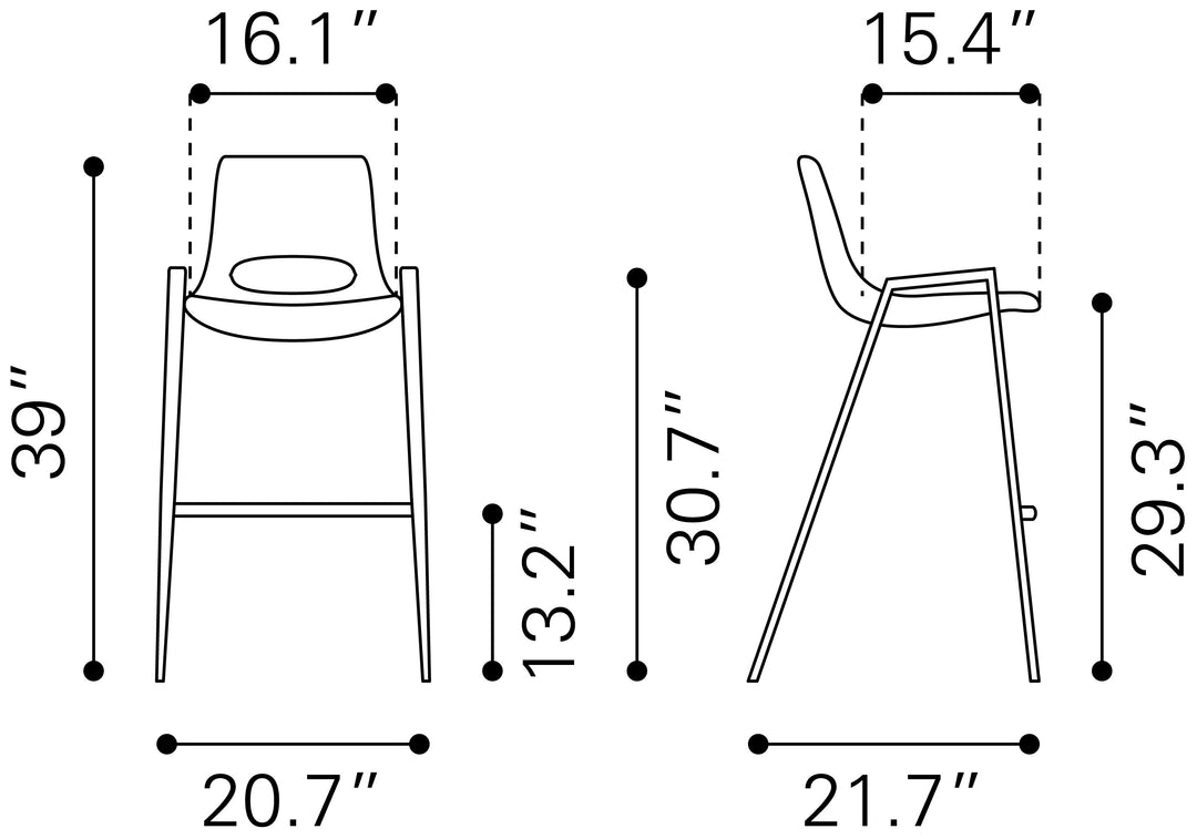 Zuo Desi Barstool (Set of 2) White & Gold