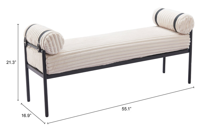 Zuo Barrow Bench Cream