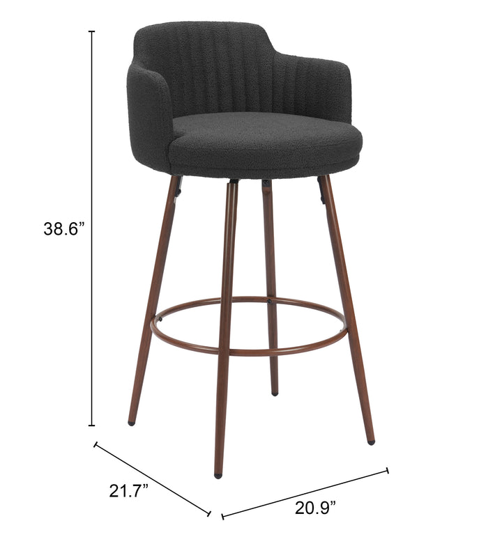 Zuo Kono Swivel Barstool (Set of 2) Black & Walnut