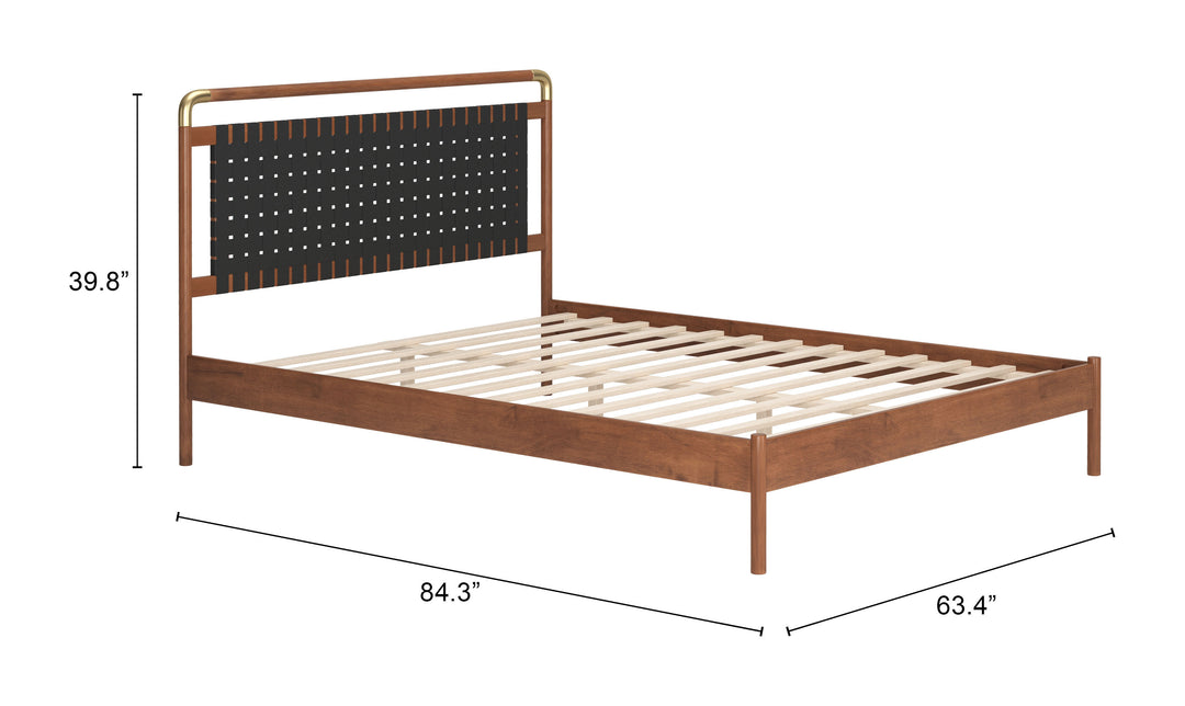 Zuo Netz Queen Bed Black & Walnut