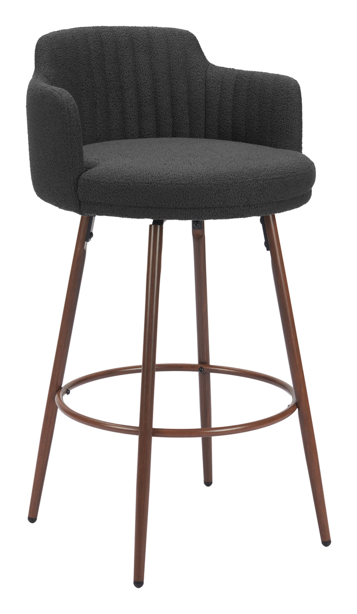 Zuo Kono Swivel Barstool (Set of 2) Black & Walnut