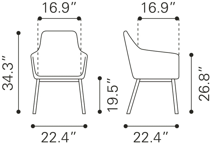 Zuo Adage Dining Chair (Set of 2) Gray